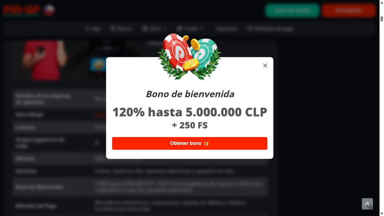 Banner del paquete de bienvenida de Pin-Up Casino para Chile